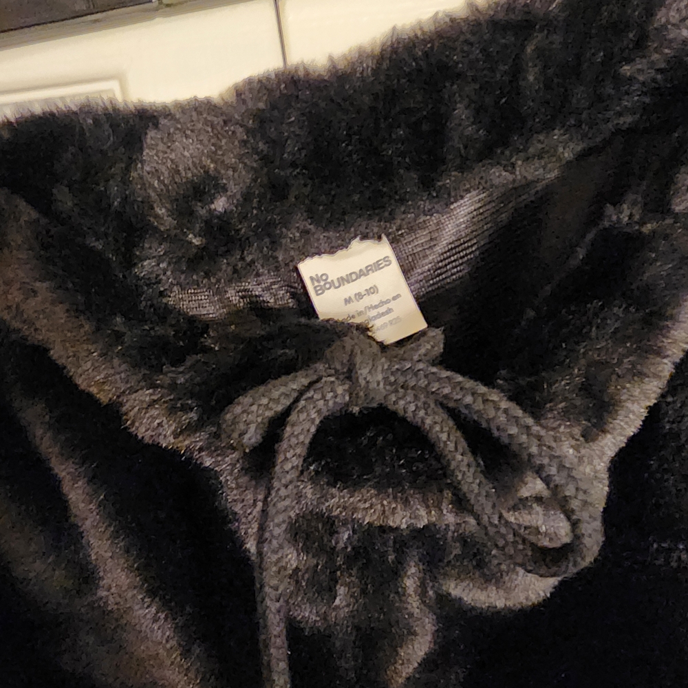 New No Boundaries Black Plush Joggers, Pj Pants Faux Fur Size Medium